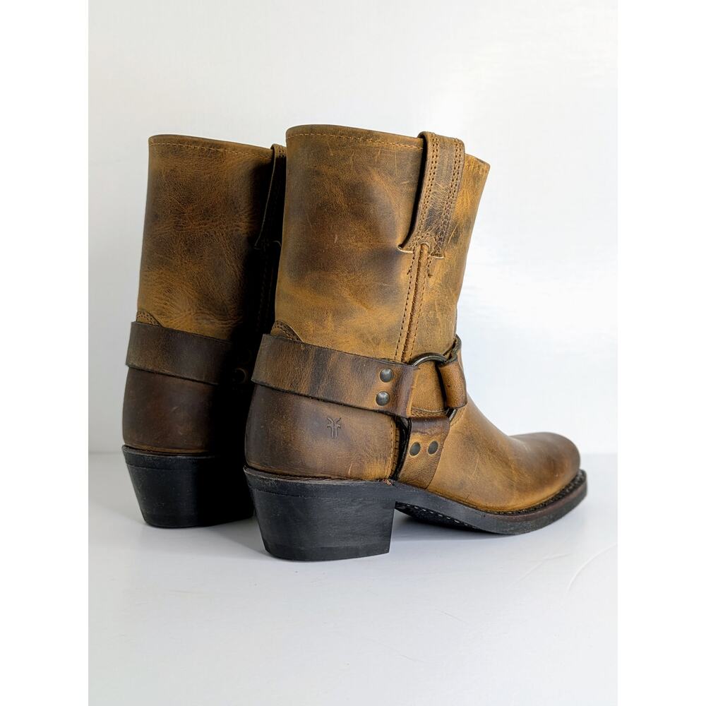 Frye Harness 8R Boots 6.5 Dark Brown Leather Ankle NWT Box 77455 Cognac DBN VGC - Picture 14 of 14